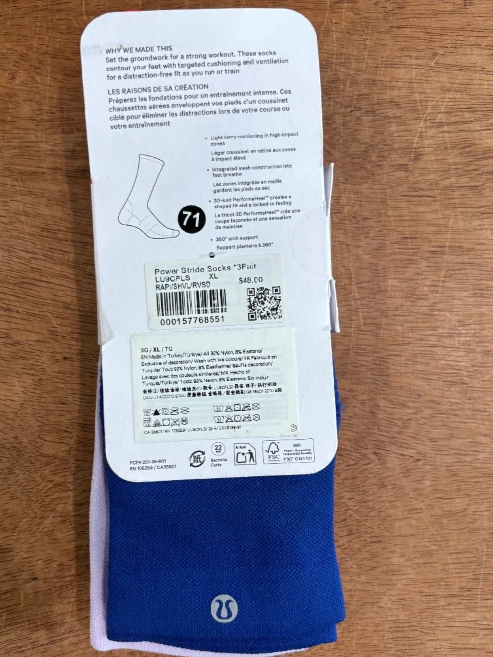 Lululemon power stride socks 3 pack